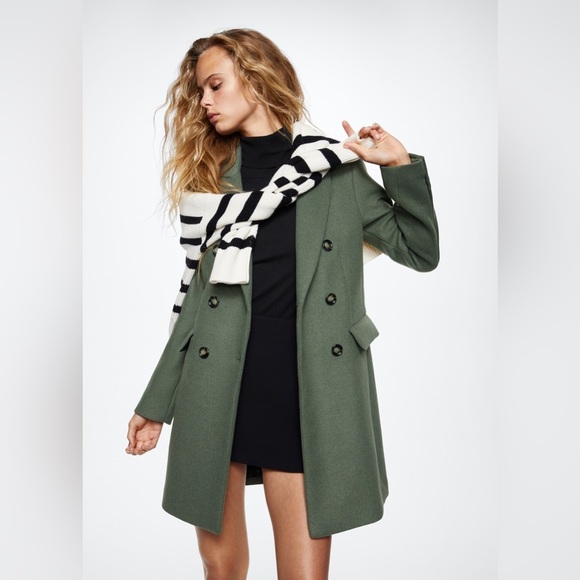 Mango Jackets & Blazers - NEW Mango Wool Blend Double-Breasted Coat, Size XS